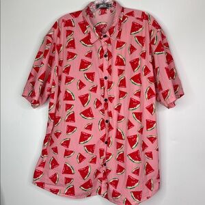 Jogal Watermelon Pink Short Sleeve Button up Shirt Size XL